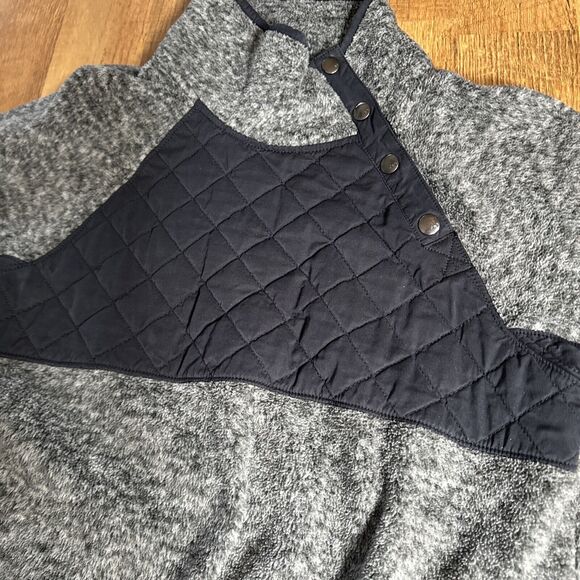 Abercrombie & Fitch Jacket Medium Gray Asymmetric Snap Quilted Fleece Pullover - Picture 4 of 8
